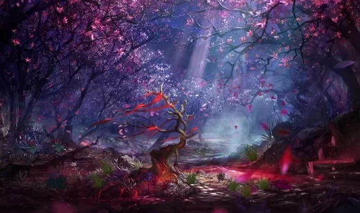 奇幻古风树·绯红飘带 唯美国风游戏风动态电脑壁纸