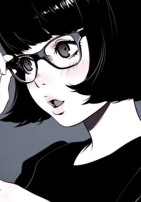 带眼镜的短发动漫女生个性手机壁纸