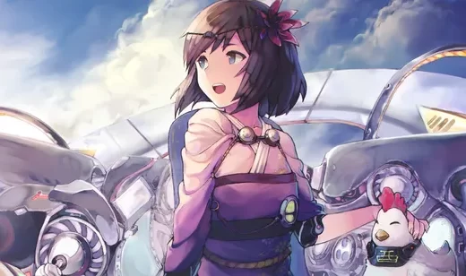带着公鸡宠物的动漫女孩插画壁纸