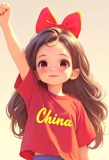 中国青年，国庆节，节日，女生可爱卡通头像图片