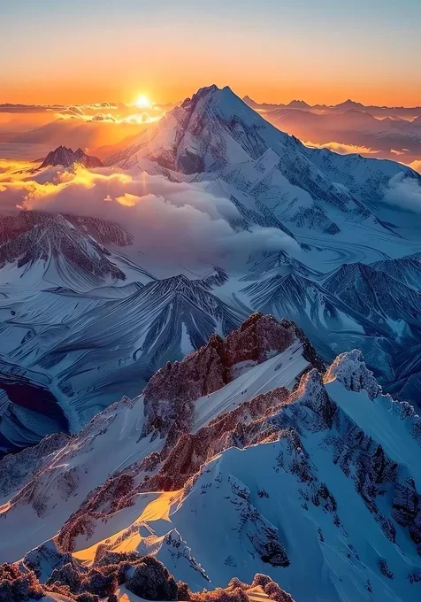 高原雪山日出云海壮丽风光