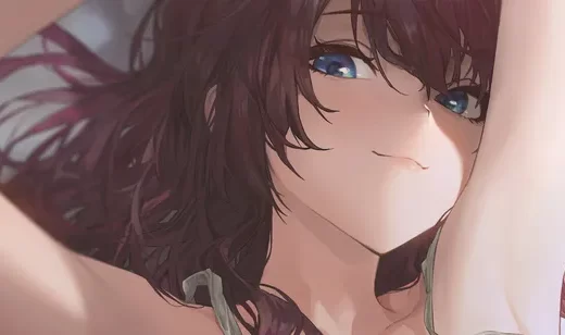 躺着的可爱长发动漫女生桌面壁纸