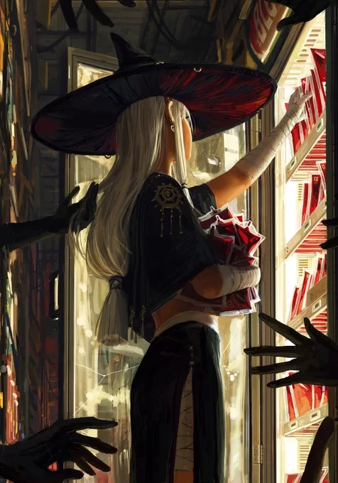 白发女巫·红包装采购 暗黑奇幻风插画 超火手机壁纸