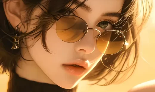 短发墨镜少女·写实唯美CG风 暖调氛围感电脑壁纸