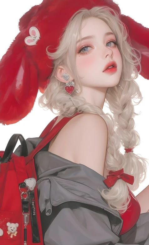 金发双麻花辫少女·唯美写实风原创插画 高人气手机竖屏壁纸-iPhone17-1