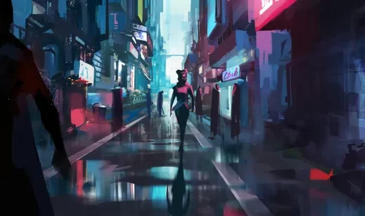 个性画风动漫城市街景桌面壁纸
