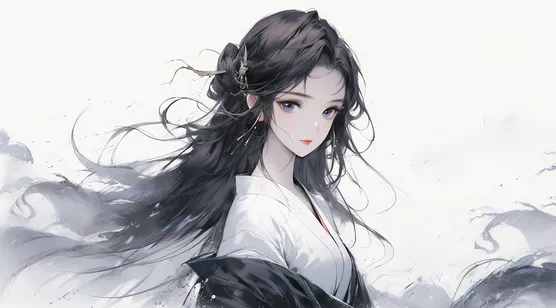 国风，水墨风，古风，仙气飘飘古装美女插画壁纸图片-iPhone17-1