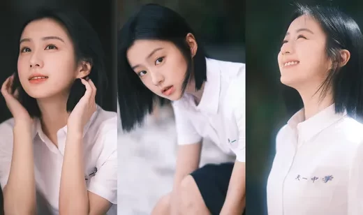 包上恩青涩壁纸，学生时代，学生装，短发美女包上恩清纯可人壁纸图片