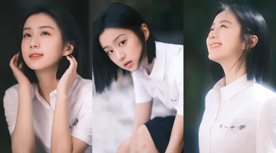 包上恩青涩壁纸，学生时代，学生装，短发美女包上恩清纯可人壁纸图片-iPhone17-1