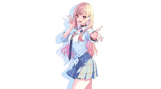 日系元气粉金发校服少女 二次元清新高清电脑壁纸-iPhone17-1