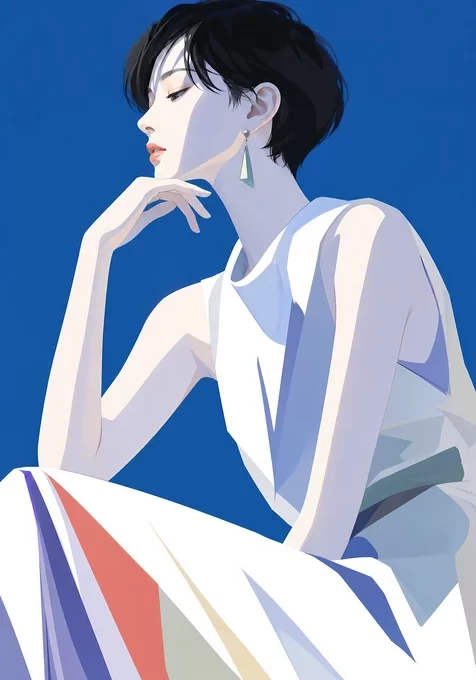 短发女生·简约扁平风 时尚姿态高质感女生壁纸
