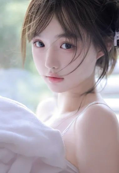 一看就很舒服的楚楚可人清纯白皙美少女白色吊带裙私房写真美照