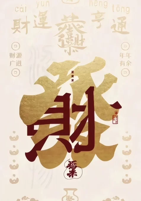 發字国风招财壁纸 财运亨通财源广进背景
