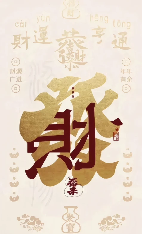 發字国风招财壁纸 财运亨通财源广进背景-iPhone17-1