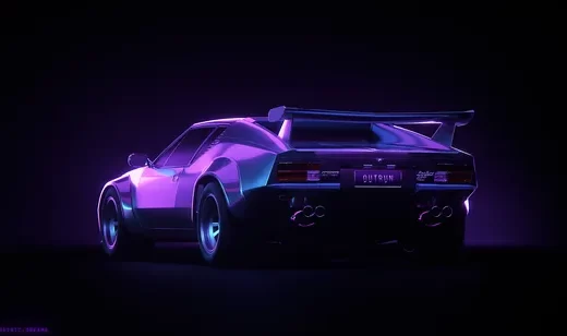 复古跑车·赛博霓虹风（Outrun主题）宽屏电脑壁纸