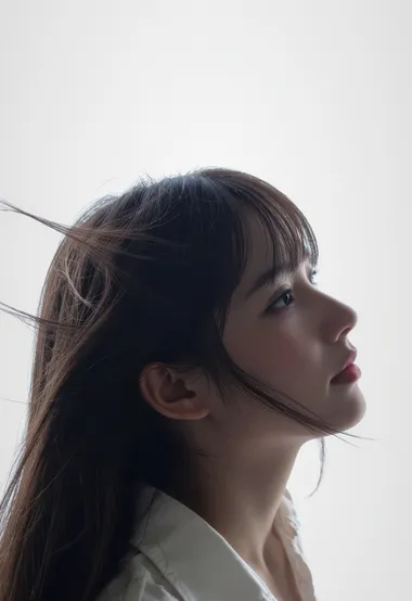 唯美氛围感女生·发丝飘动白衬衫侧颜 清新人像摄影