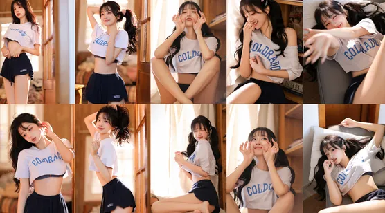含苞待放的青春少女 高颜值，笑容甜美 白衣短裤美少女夏日私房写真壁纸-iPhone17-1