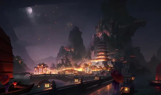 国风仙侠山城夜景·唯美古风游戏动态电脑壁纸