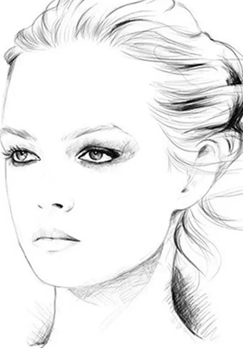 手机桌面壁纸-素描美女头像