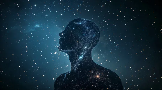 宇宙的沉思，人与宇宙创意幻想电脑壁纸图片-iPhone17-1