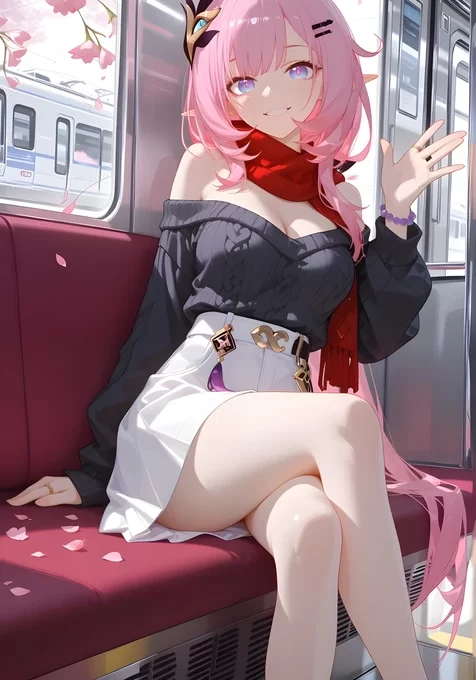 二次元粉发少女·地铁樱花 日系唯美手机壁纸推荐