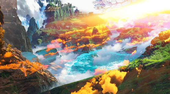 云上山脉仙境的创意动漫场景桌面壁纸-iPhone17-1