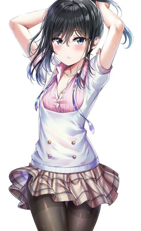 丸子头格子百褶裙的二次元动漫少女手机壁纸-iPhone17-1