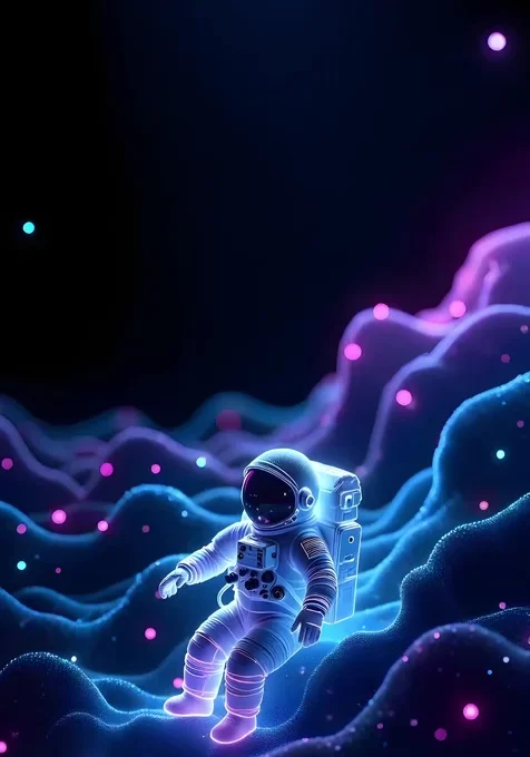 宇航员·霓虹星云漫游 赛博朋克风动态手机壁纸