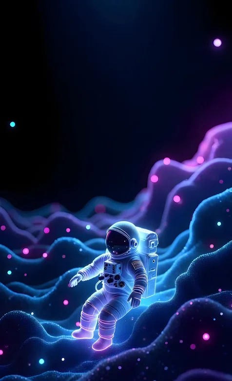 宇航员·霓虹星云漫游 赛博朋克风动态手机壁纸-iPhone17-1