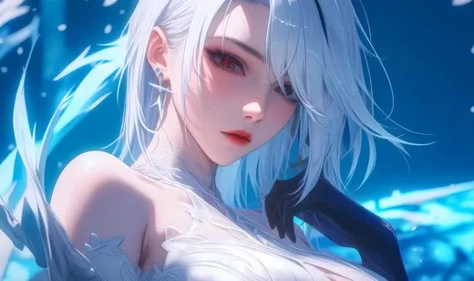 白发红瞳冰雪少女·唯美二次元游戏风 热门电脑壁纸