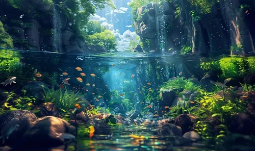 水底世界唯美AI绿色壁纸