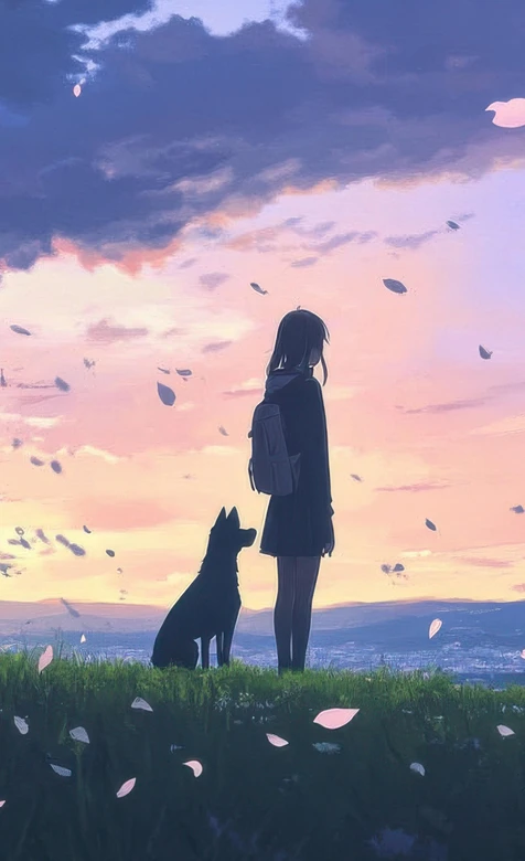 少女与犬·落瓣纷飞 二次元治愈系手机壁纸精选-iPhone17-1