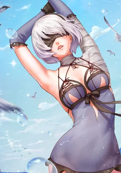 海边超性感的日本动漫女孩高清手机桌面