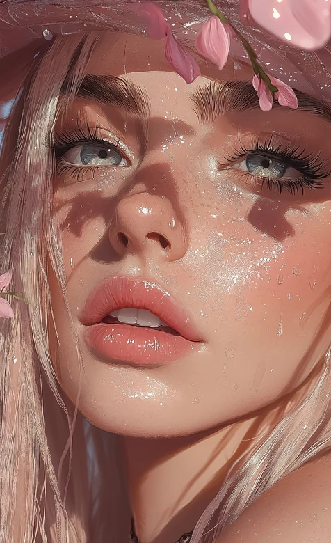 花漾亮片少女·唯美写实CG风 清新氛围感手机壁纸-iPhone17-1