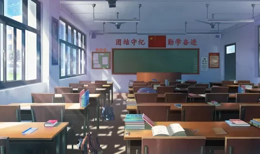 早晨阳光照射的教室动漫壁纸图片