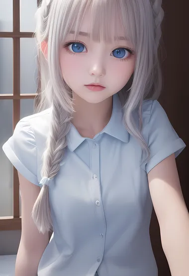 梳着麻花辫和各种发型的动漫AI小女孩插画壁纸图片