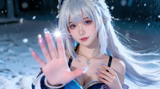 银发冰雪少女 二次元唯美风 动态电脑壁纸推荐-iPhone17-1