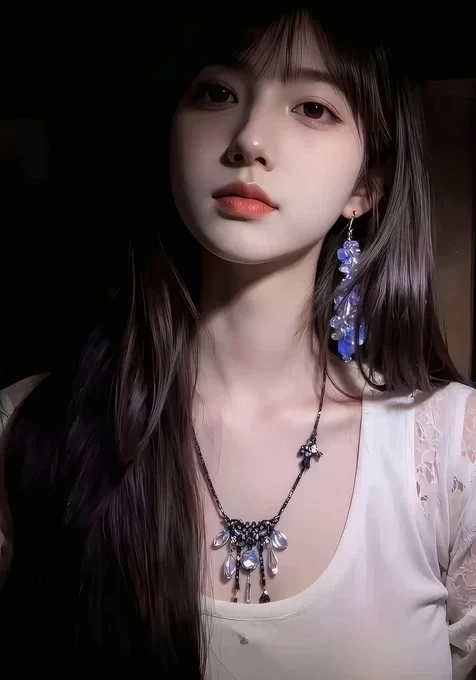 长发少女·唯美写实风 精致耳饰项链 高清竖屏壁纸