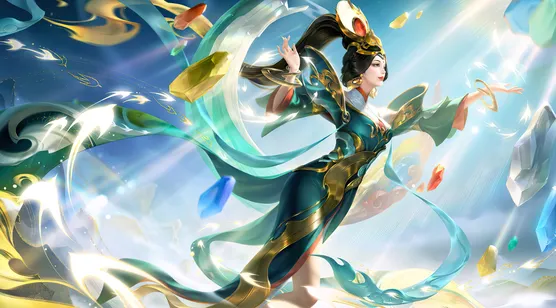 女娲·晶石流转 国风仙侠风 王者荣耀唯美电脑壁纸-iPhone17-1