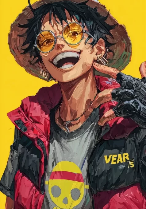 蒙奇·D·路飞 潮流插画风 海贼王热血手机壁纸