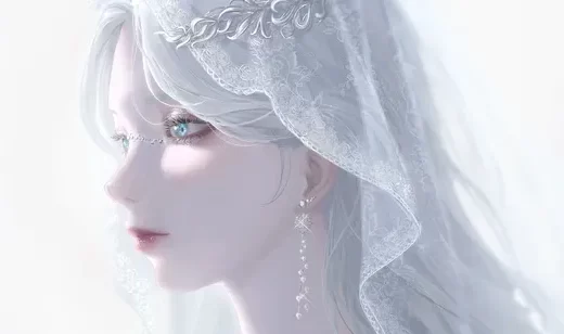 银发婚纱少女·唯美写实风 蕾丝头纱梦幻电脑壁纸推荐