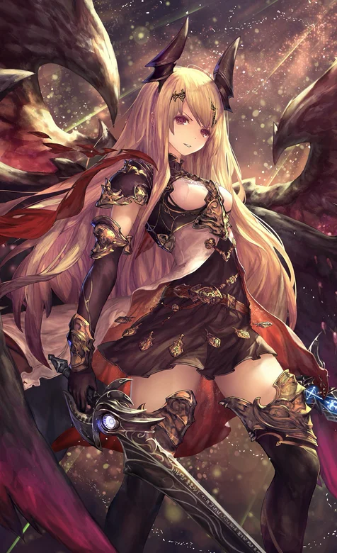 头上有角身上大翅膀的动漫女战士高清手机壁纸-iPhone17-1