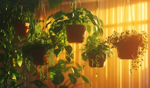 阳光小屋，盆栽，挂在空中的盆栽，绿植唯美桌面壁纸图片