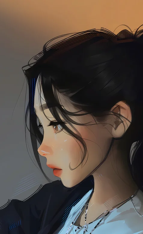 Sam Yang 侧颜美女插画手机壁纸图片-iPhone17-1