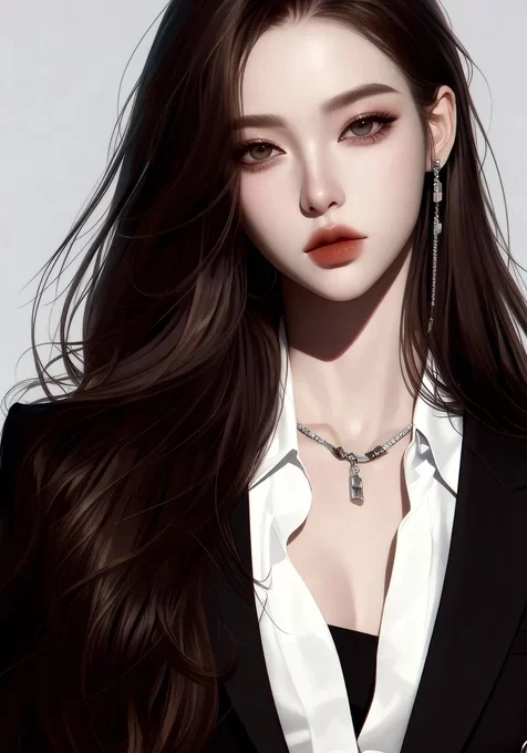 大胸性感的长发动漫美女手机壁纸