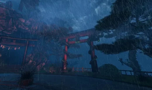 阴雨绵绵的山门，仙侠动漫影视场景桌面壁纸图片