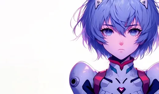 蓝色头发AI机器人美少女高清美图桌面壁纸