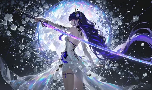 二次元蓝发剑姬·紫刃流光 唯美动态电脑壁纸精选