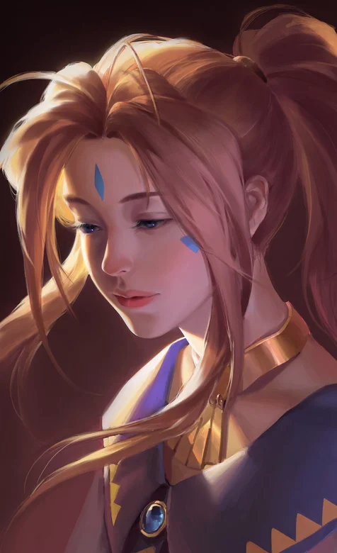 长发马尾辫手绘女生高清近照手机壁纸-iPhone17-1