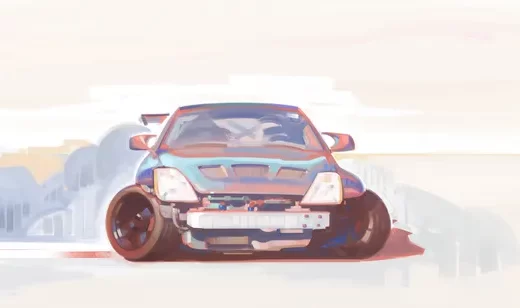 改装跑车·艺术手绘风 竞速感电脑桌面壁纸